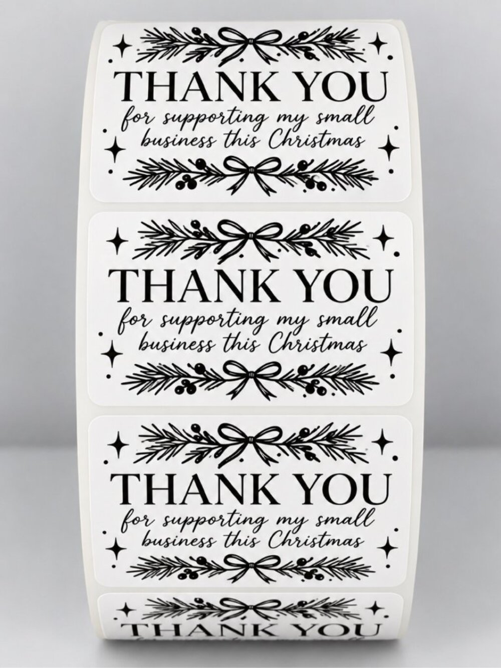 Christmas Small Business Thank You Stickers – White Holiday Labels 2x1